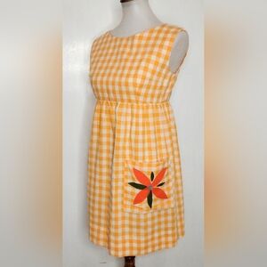 TANGERINE GINGHAM COTTON HANDMADE EMPIRE DRESS